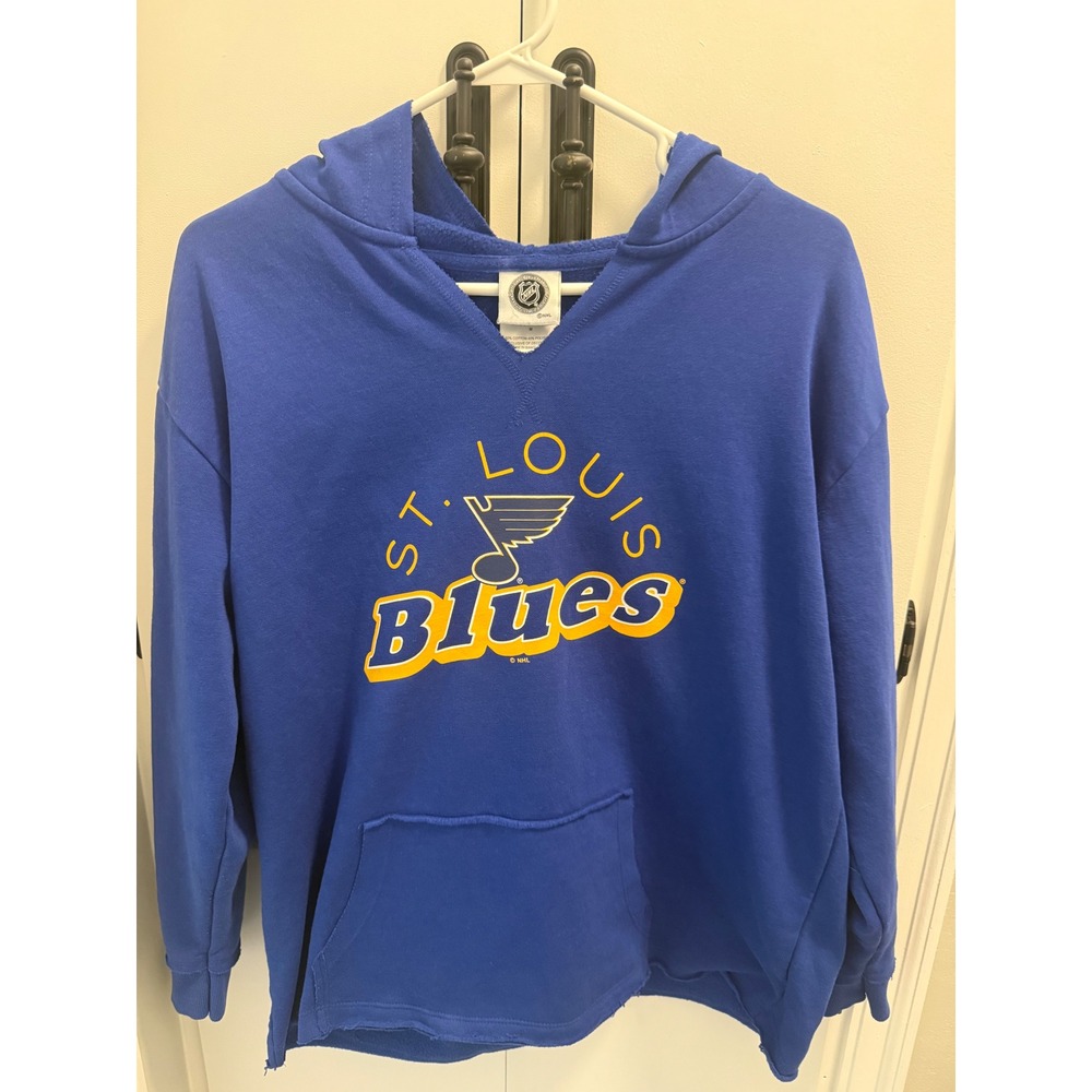 NHL St. Louis Blues Hoodie Women Medium Blue Good V-Neck Graphic Pullover